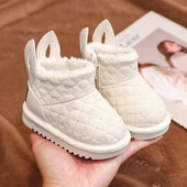 Ziemas zīdaiņu meiteņu sniega zābaki bērnu apavi multfilmu trušu bērnu āra zābaki vēja necaurlaidīgi ūdensizturīgi biezi plīša zīdaiņu apavi