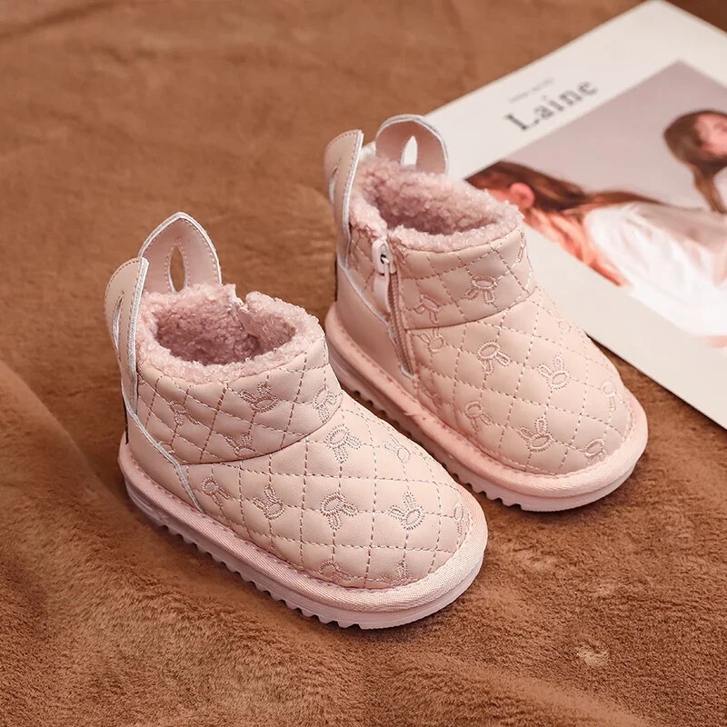 Ziemas zīdaiņu meiteņu sniega zābaki bērnu apavi multfilmu trušu bērnu āra zābaki vēja necaurlaidīgi ūdensizturīgi biezi plīša zīdaiņu apavi