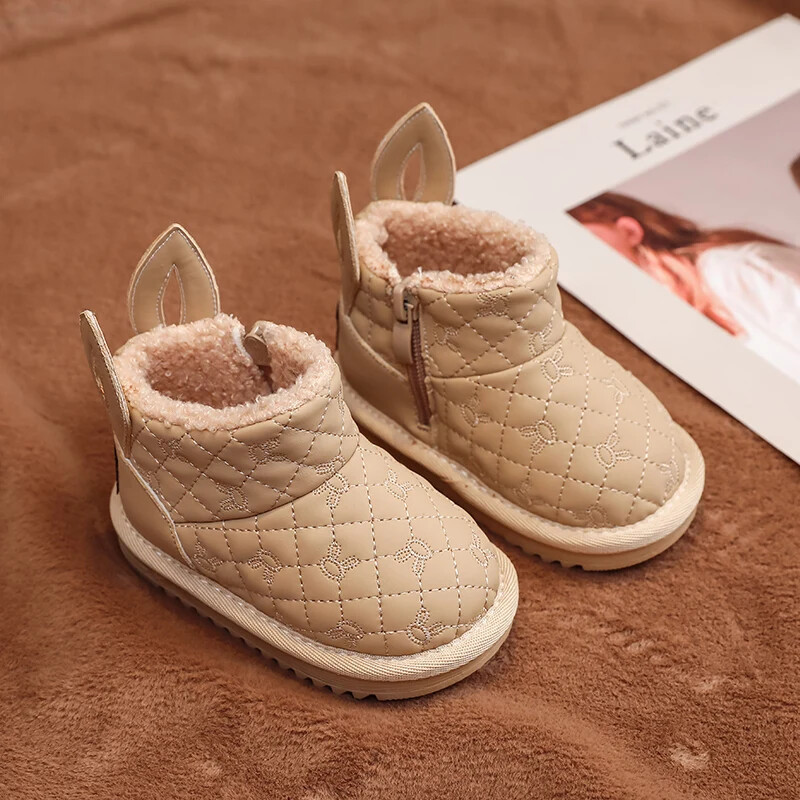 Ziemas zīdaiņu meiteņu sniega zābaki bērnu apavi multfilmu trušu bērnu āra zābaki vēja necaurlaidīgi ūdensizturīgi biezi plīša zīdaiņu apavi