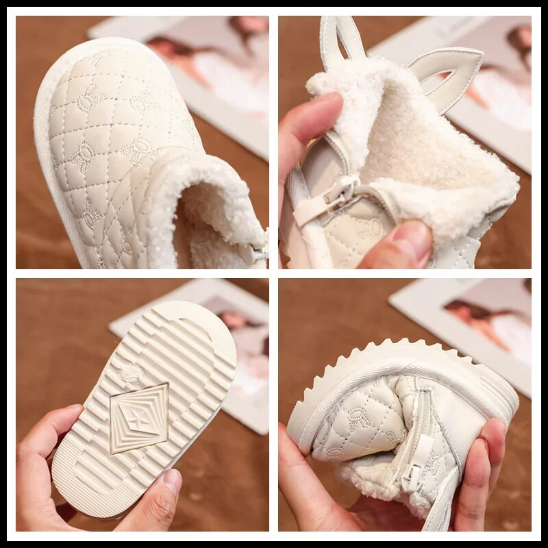 Ziemas zīdaiņu meiteņu sniega zābaki bērnu apavi multfilmu trušu bērnu āra zābaki vēja necaurlaidīgi ūdensizturīgi biezi plīša zīdaiņu apavi