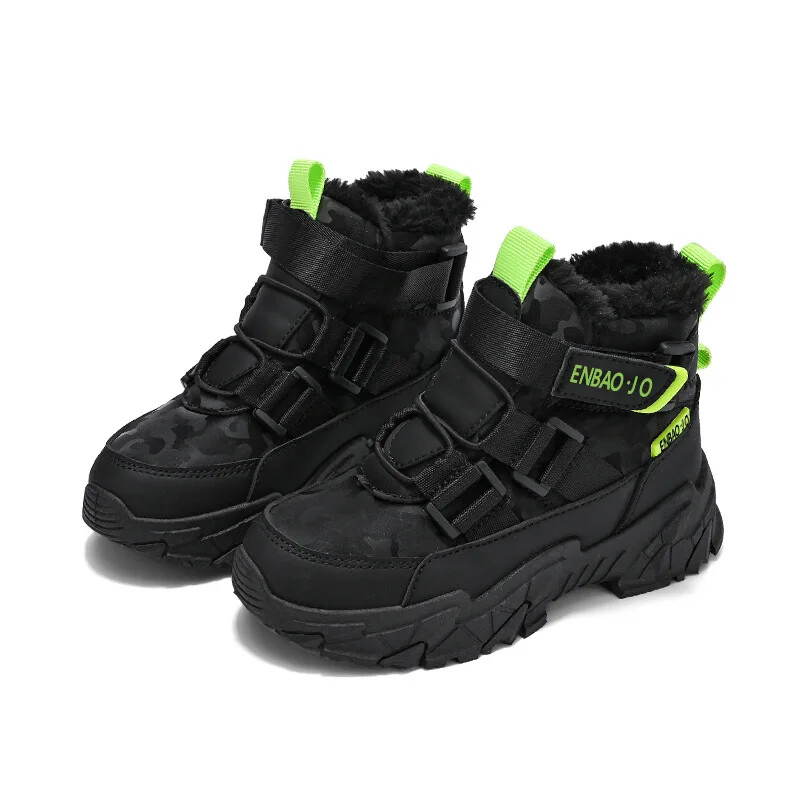 Téli új gyerek hócsizma Polár bélésű és vastagított pamut cipő, integrált szőrme fiúknak és lányoknak Északkelet-Kínából