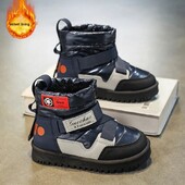 2023-as téli vastagított meleg polár bélésű magas felső hócsizma gyerekeknek, kényelmes pamut cipő fiúknak lányoknak, azonos stílusban