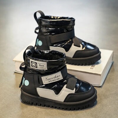 2023-as téli vastagított meleg polár bélésű magas felső hócsizma gyerekeknek, kényelmes pamut cipő fiúknak lányoknak, azonos stílusban