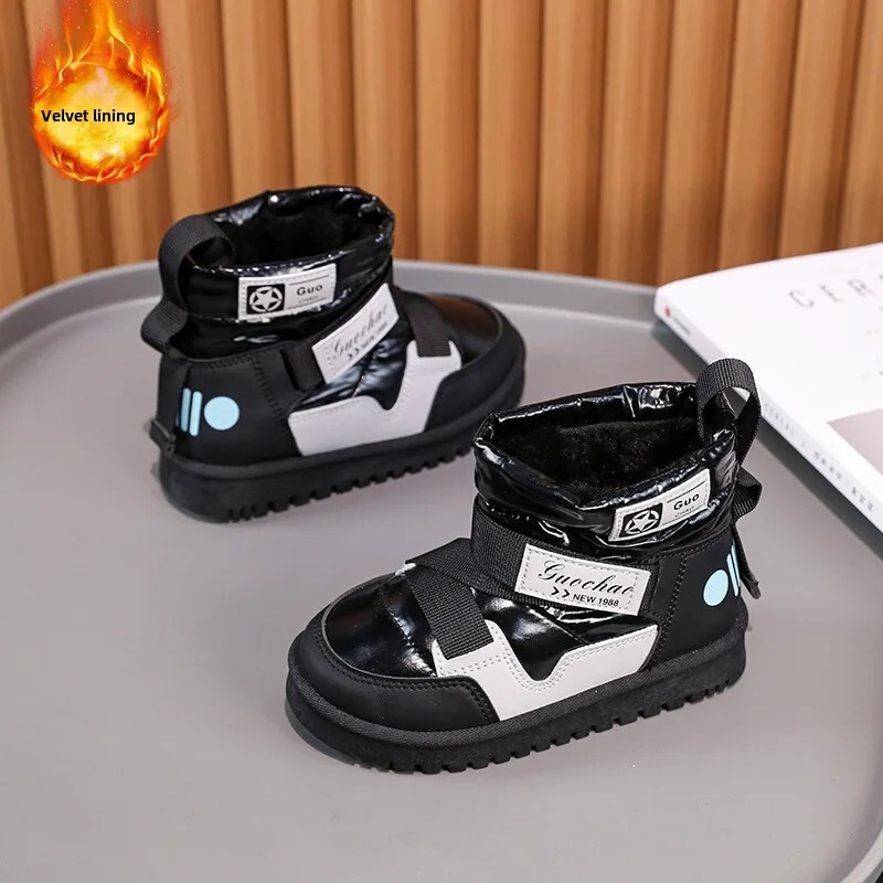 2023-as téli vastagított meleg polár bélésű magas felső hócsizma gyerekeknek, kényelmes pamut cipő fiúknak lányoknak, azonos stílusban