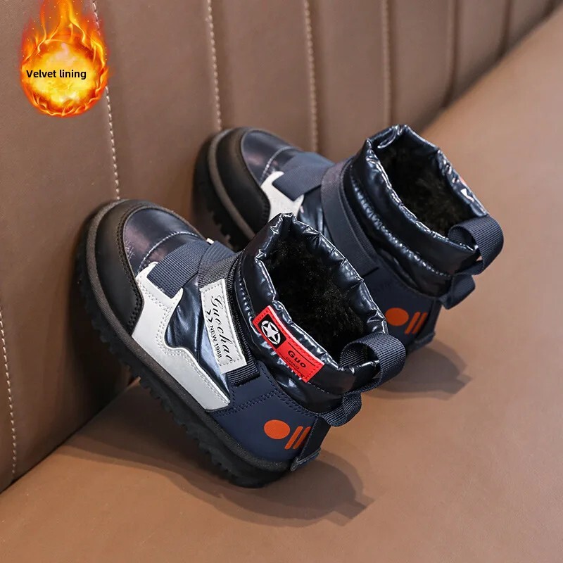 2023-as téli vastagított meleg polár bélésű magas felső hócsizma gyerekeknek, kényelmes pamut cipő fiúknak lányoknak, azonos stílusban