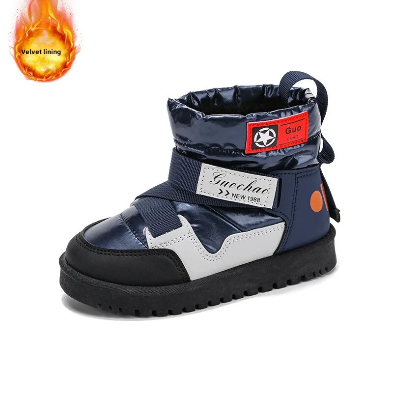 2023-as téli vastagított meleg polár bélésű magas felső hócsizma gyerekeknek, kényelmes pamut cipő fiúknak lányoknak, azonos stílusban