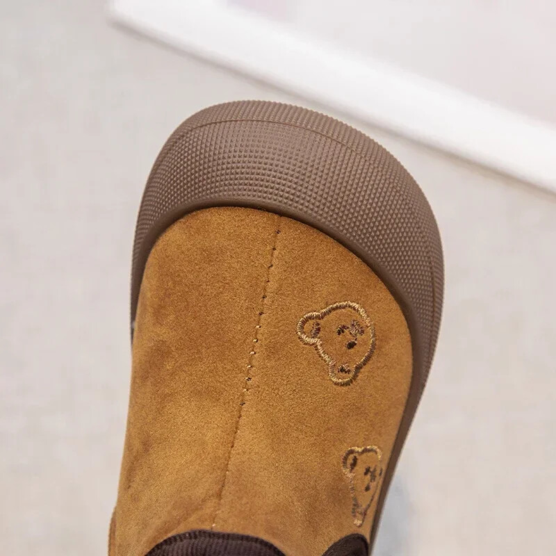 Gyermek téli Cipők Baba Fiúk Lányok Hócsizmák Rajzfilm Medve Gyerekek Meleg plüsscsizmák Puha talpú csúszásmentes csecsemő tipegő cipők