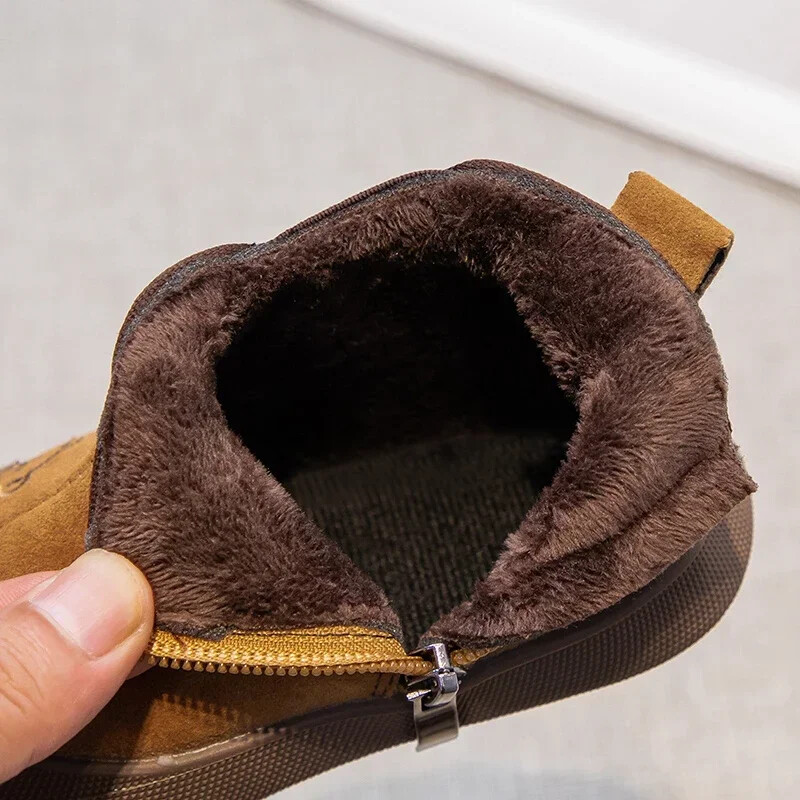 Gyermek téli Cipők Baba Fiúk Lányok Hócsizmák Rajzfilm Medve Gyerekek Meleg plüsscsizmák Puha talpú csúszásmentes csecsemő tipegő cipők