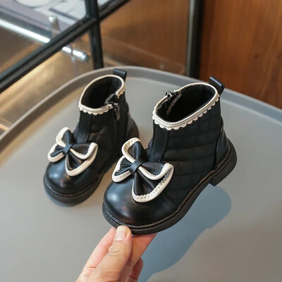 Cizme de zăpadă pentru bebeluși, toamnă iarnă, talpă moale, anti-alunecare, pentru copii, pantofi pentru exterior, impermeabili, rezistenți la vânt, pantofi prințesă cu fundă.