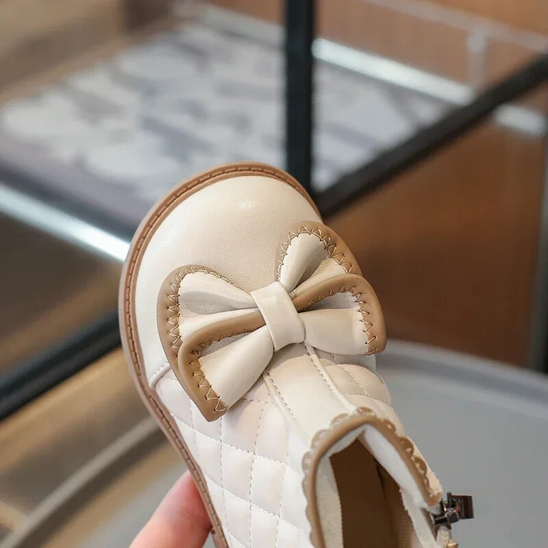 Cizme de zăpadă pentru bebeluși, toamnă iarnă, talpă moale, anti-alunecare, pentru copii, pantofi pentru exterior, impermeabili, rezistenți la vânt, pantofi prințesă cu fundă.