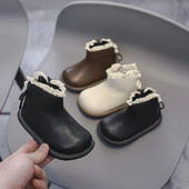 Őszi téli baba csizma lányoknak brit stílusú gyerekcipők gyerek masni csipke hercegnős cipők csúszásmentes puha talpú kültéri csecsemőcsizmák