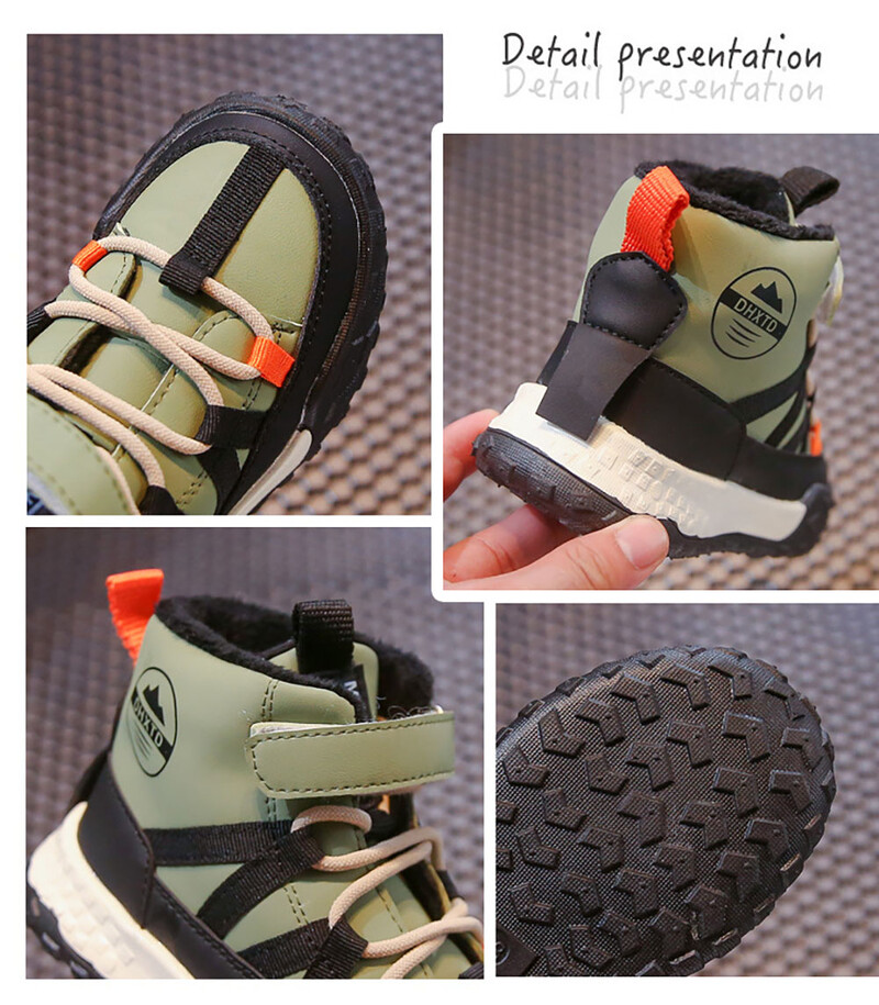 Pusaudžu ziemas sniega zābaki Biezi silti plīša zābaki pretslīdēšanas tendence modes bērnu mākslīgās kažokādas sporta apavi ziemas apavi