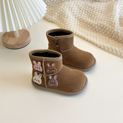 Kisfiúk Lányok Hócsizmák Rajzfilm Nyúl Gyerek Téli Cipők Csúszásgátló Puha Talp Csecsemő Cipők Tipegő Gyerekek Plüss bokacsizmák