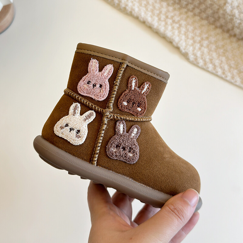 Kisfiúk Lányok Hócsizmák Rajzfilm Nyúl Gyerek Téli Cipők Csúszásgátló Puha Talp Csecsemő Cipők Tipegő Gyerekek Plüss bokacsizmák