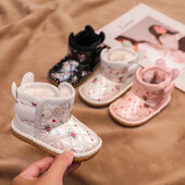 Cizme de zăpadă pentru fetițe, toamnă iarnă, pantofi căptușiți din bumbac, urs din desene animate, cizme calde de pluș, anti-alunecos, în aer liber, pentru copii