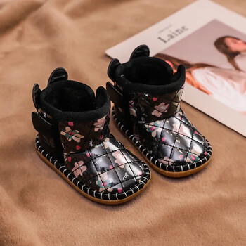 Baby girls Snow Boots Φθινόπωρο Χειμώνας Παιδικά Παπούτσια με βαμβάκι Cartoon Bear Ζεστά βελούδινα αντιολισθητικά παιδικά μποτάκια εξωτερικού χώρου