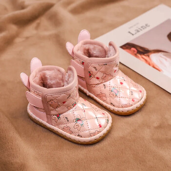 Baby girls Snow Boots Φθινόπωρο Χειμώνας Παιδικά Παπούτσια με βαμβάκι Cartoon Bear Ζεστά βελούδινα αντιολισθητικά παιδικά μποτάκια εξωτερικού χώρου