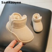 0-6Y Baby Boys Lányok Hócsizmák Téli Gyerekek Alkalmi Cipők Gyerekek Pamut kültéri csúszásgátló csecsemőcipő plüss puha boka cipők
