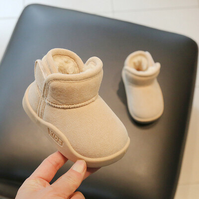 0-6Y Baby Boys Lányok Hócsizmák Téli Gyerekek Alkalmi Cipők Gyerekek Pamut kültéri csúszásgátló csecsemőcipő plüss puha boka cipők