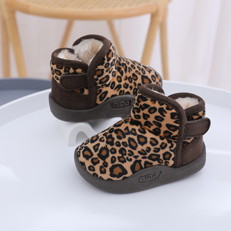 0-6Y Baby Boys Lányok Hócsizmák Téli Gyerekek Alkalmi Cipők Gyerekek Pamut kültéri csúszásgátló csecsemőcipő plüss puha boka cipők