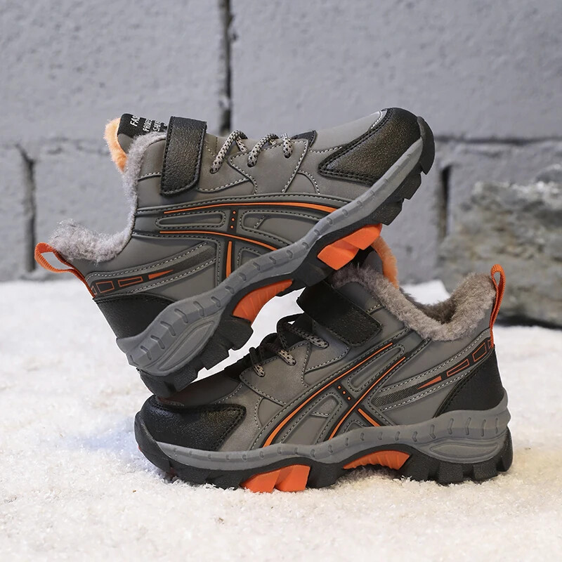 Új gyerek hócsizma fiúknak és lányoknak, túrabakancs, nagyméretű pamut csúszásmentes, vízálló, hidegálló meleg