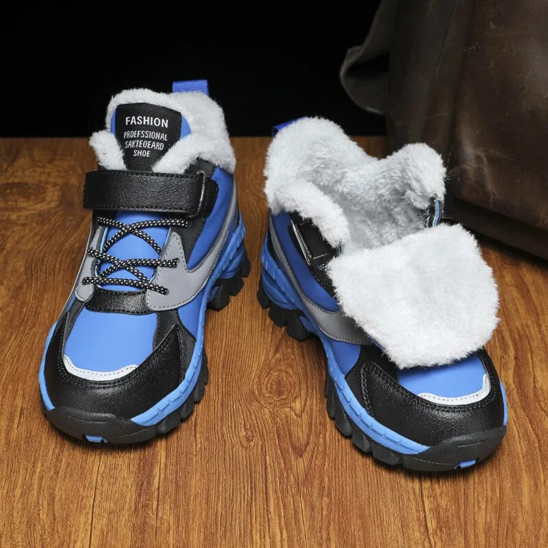 Új gyerek hócsizma fiúknak és lányoknak, túrabakancs, nagyméretű pamut csúszásmentes, vízálló, hidegálló meleg
