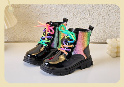 Zimske nove djevojačke gležnjače u britanskom stilu, modne boje, mekani potplat Doc Martens, velike dječje tople kožne čizme za van