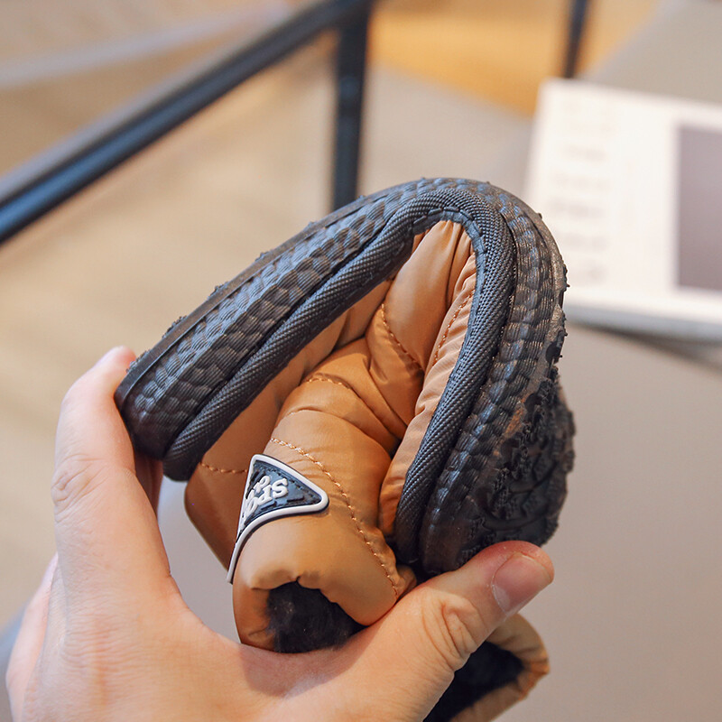 Ziemas Bērnu Sniega Zābaki Bieza Kažokāda Morden Šūšana Elastīga Lente Bērnu Zābaki Plakans Melns Brūns Neslīdoši Silti 26-37 Zēni Meiteņu Kurpes