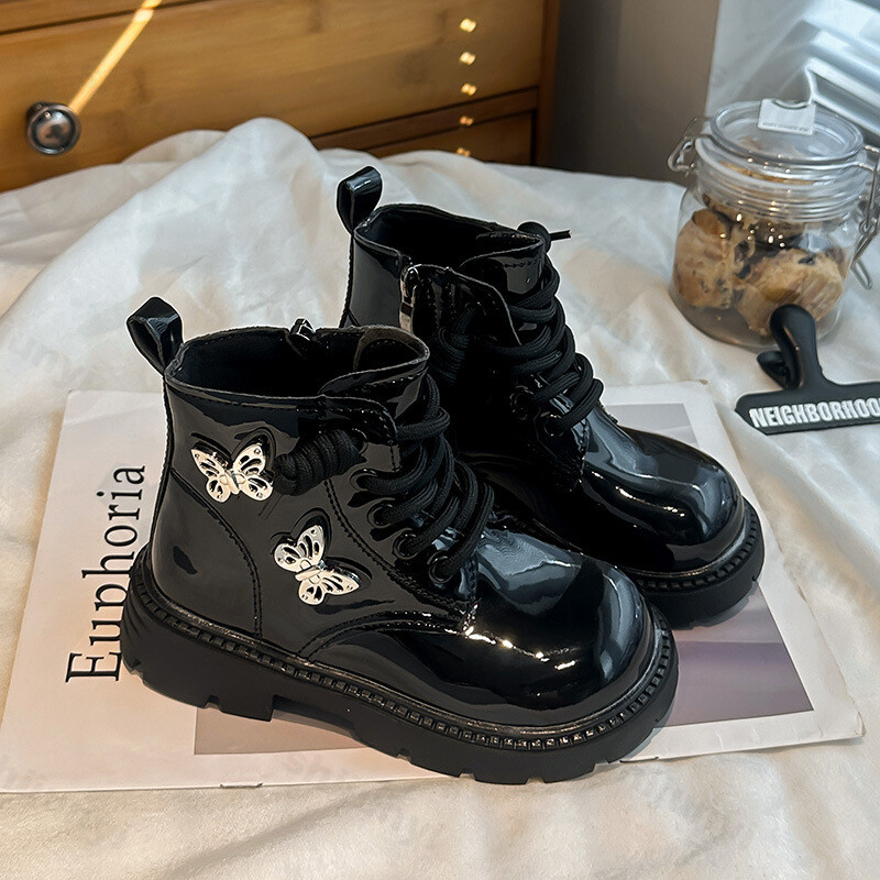 Ziemas Meiteņu Puszābaki Bērniem Āra Zābaki Modes Rhinestone Bowknot Princeses Apavi Vēja necaurlaidīgi Ūdensnecaurlaidīgi Bērnu Īsi Zābaki