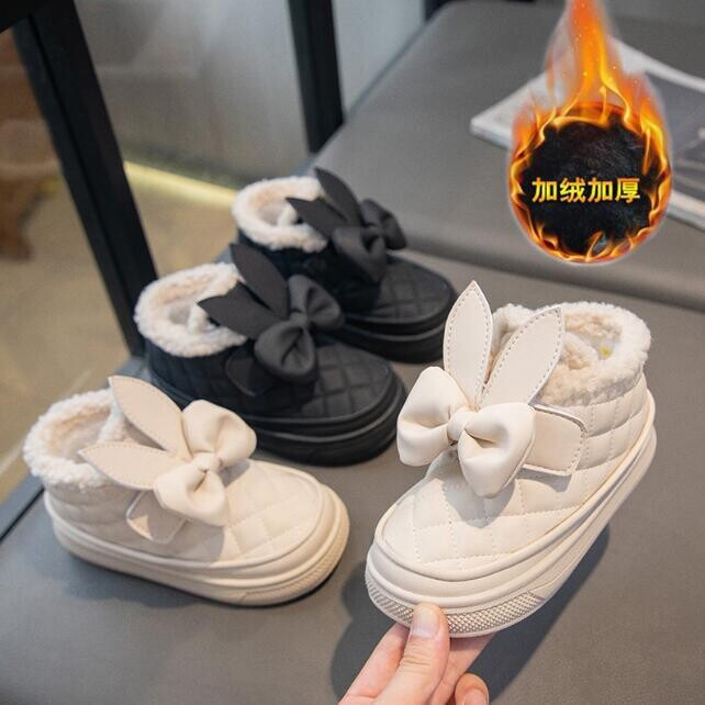 Nauji Mergaičių Sniego Batai Žieminiai Patogūs Stori Šilti Kailiai Vaikiški Odiniai Batai Vaikams Rudeniniai Mieli Madingi Batai Princesės Sneakers