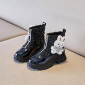 Rudens ziemas bērnu zābaki princesei ādas zābaki Jauni bērnu kedas plīša silti bērniem sniega zābaki Modes skolas sporta apavi