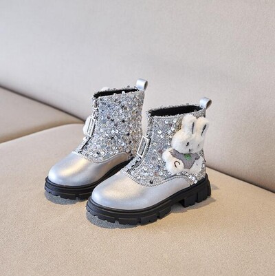 Rudens ziemas bērnu zābaki princesei ādas zābaki Jauni bērnu kedas plīša silti bērniem sniega zābaki Modes skolas sporta apavi