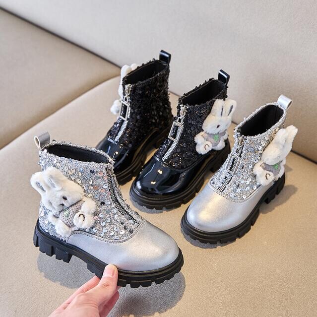 Rudens ziemas bērnu zābaki princesei ādas zābaki Jauni bērnu kedas plīša silti bērniem sniega zābaki Modes skolas sporta apavi