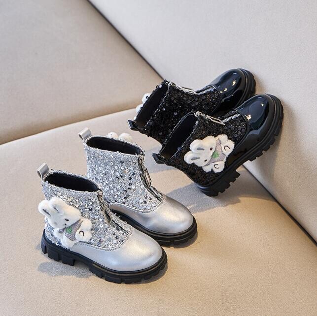 Rudens ziemas bērnu zābaki princesei ādas zābaki Jauni bērnu kedas plīša silti bērniem sniega zābaki Modes skolas sporta apavi