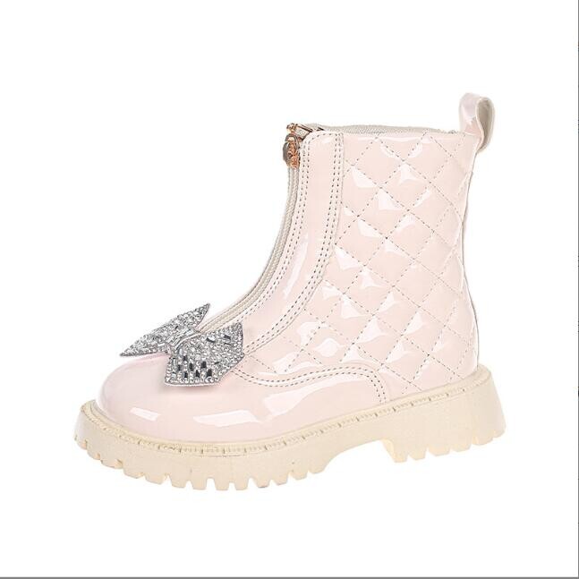 Bērnu kokvilnas zābaki ziemai jauni bērnu apavi banti meitenēm mīksta apakša ādas zābaki mazuļa sānu rāvējslēdzēja dizains sniega zābaki mazuļu apavi