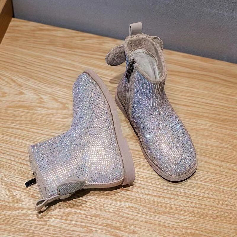 Vaikų rudens/žiemos madų šouViena šilta krištolinė apvali galvutė Užtrauktukas Kūdikiui Kulkšnys Trumpas vamzdelis Seksualūs laisvalaikio vaikai Zapatos Mujer