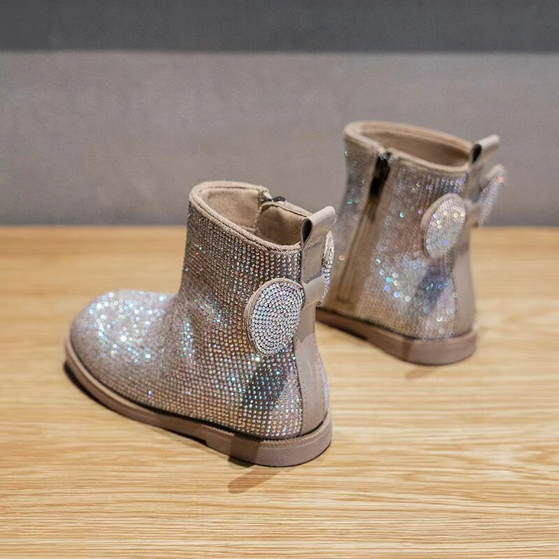 Vaikų rudens/žiemos madų šouViena šilta krištolinė apvali galvutė Užtrauktukas Kūdikiui Kulkšnys Trumpas vamzdelis Seksualūs laisvalaikio vaikai Zapatos Mujer