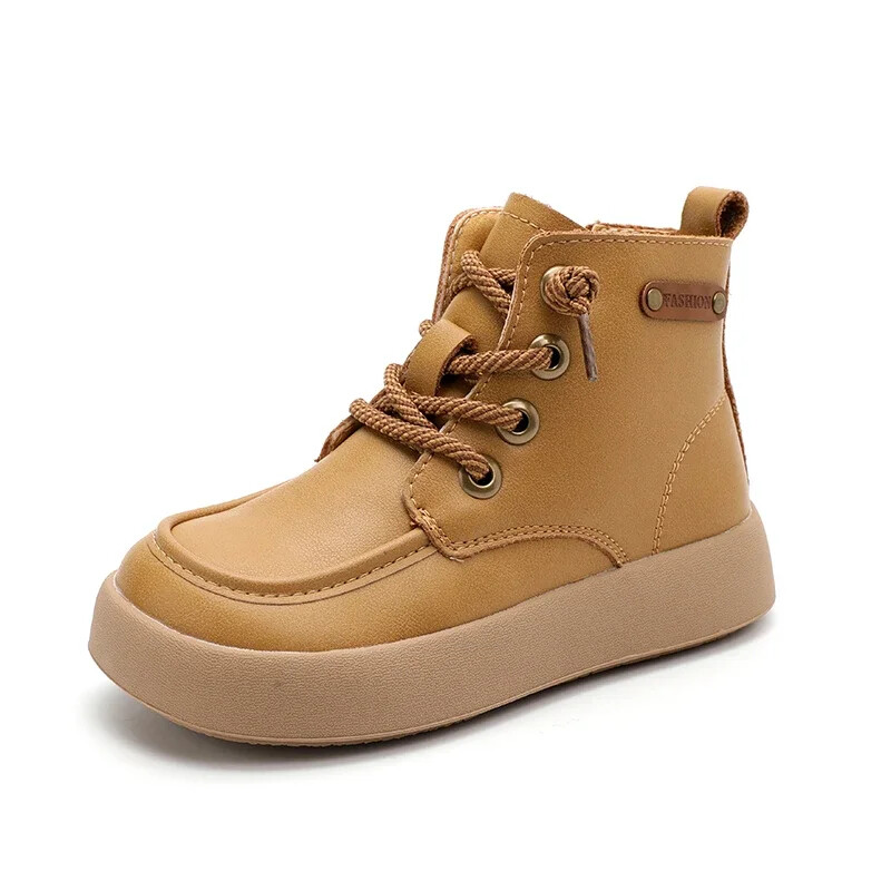 Vaikiški trumpi batai Žiemos mada berniukams Mergaičių batai motociklininkams Neslystantys, atsparūs nešvarumams 2024 m. Nauji vaikiški auliniai batai šiltai minkštas padas