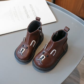 Toddler Kids Winter Boots Bear Lovely βελούδινα ζεστά παιδικά κοντό μποτάκι Μαύρο καφέ φερμουάρ Μεσαίο γάμπα Unisex αγόρια παπούτσια για κορίτσια 21-30