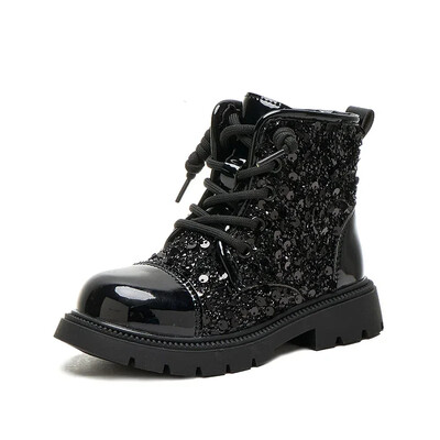 2024. g. bērnu īsi zābaki meitenēm rudens ziema, jauna mode, korejiešu stila mīksta apakša, ērta ikdienas daudzpusīga ādas apavi