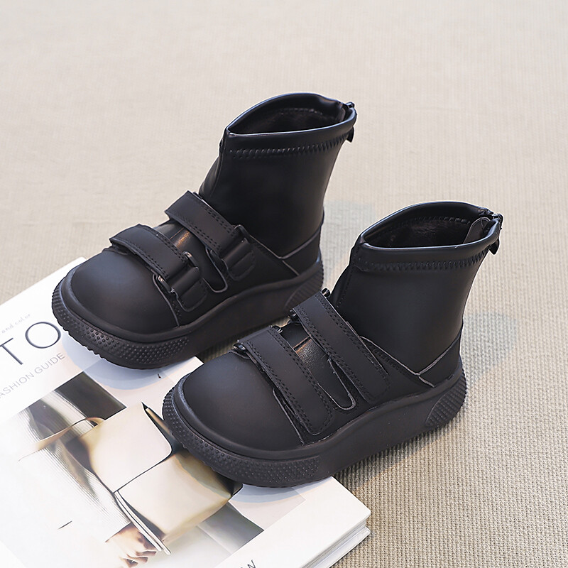 Laste talvesaapad poistele, õues, soojad tüdrukud, mustad koolisaapad, puuvillased koolisaapad.