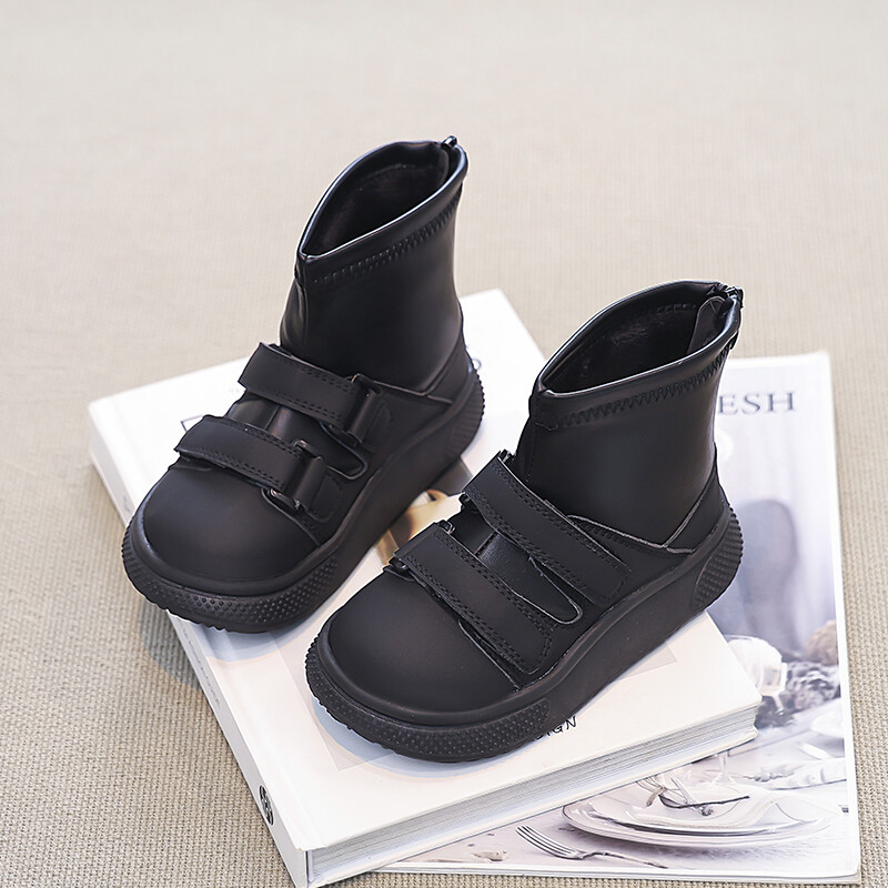 Laste talvesaapad poistele, õues, soojad tüdrukud, mustad koolisaapad, puuvillased koolisaapad.