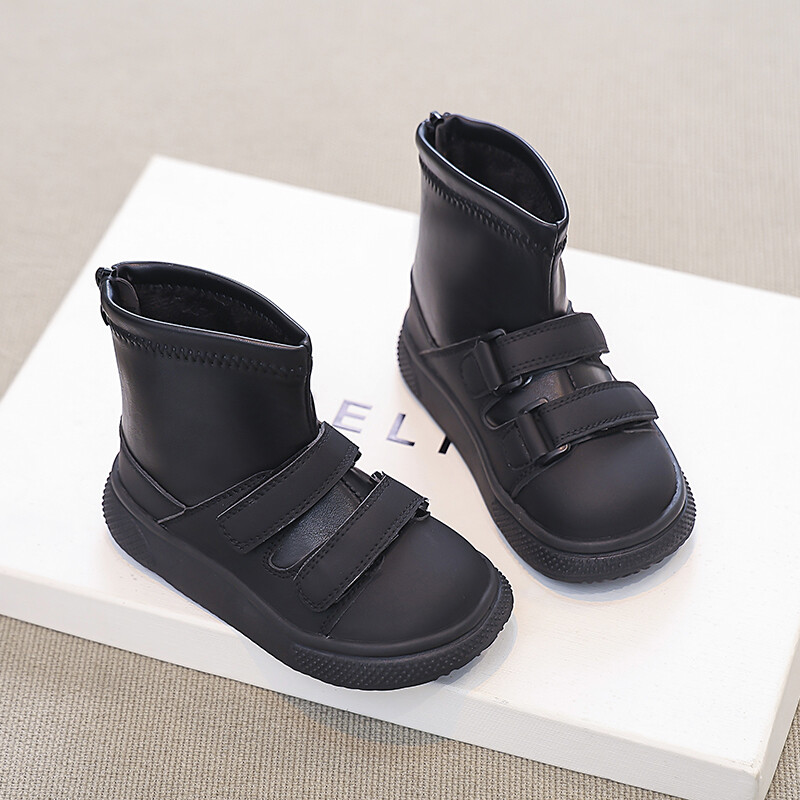 Laste talvesaapad poistele, õues, soojad tüdrukud, mustad koolisaapad, puuvillased koolisaapad.