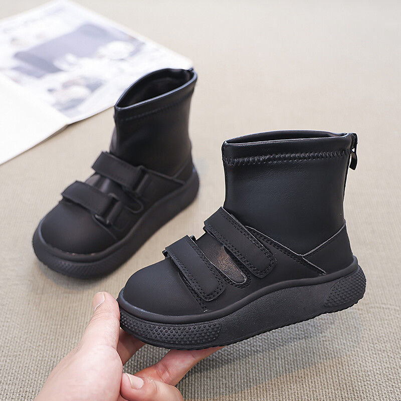 Laste talvesaapad poistele, õues, soojad tüdrukud, mustad koolisaapad, puuvillased koolisaapad.