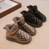 Vaikiški sniego batai berniukams Mergaitėms Šilti stori pliušiniai blizgūs kulkšnies batai neslystantys vaikiški madingi guminiai batai termiškai rudeninė žiema