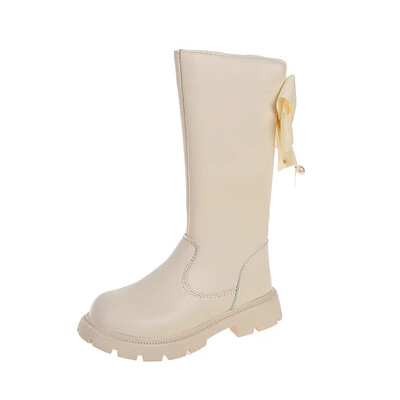 Cizme înalte pentru copii primăvară toamnă Cizme elegante pentru copii pentru fete Moda versatilă prințesă Causal cu fundă cizme din piele șic