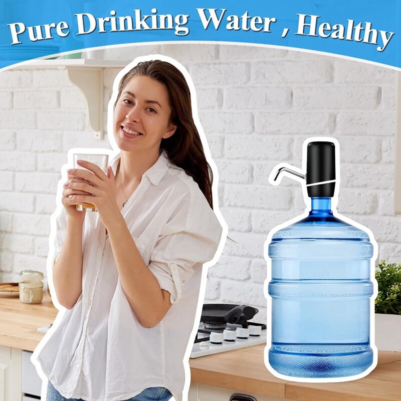 5 galonų vandens dozatorius, elektrinis vandens butelio siurblys su jungikliu ir USB įkrovimu, nešiojamas vandens dozatoriaus siurblys