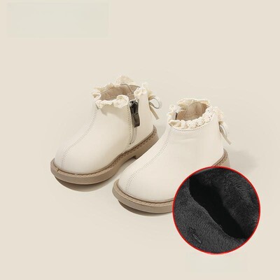 Augstas kvalitātes masīvi mežģīņu volāni zābaki mazām meitenēm, Modes puszābaki ar rāvējslēdzēju aizmugurē mazajai princesei, lakādas apavi