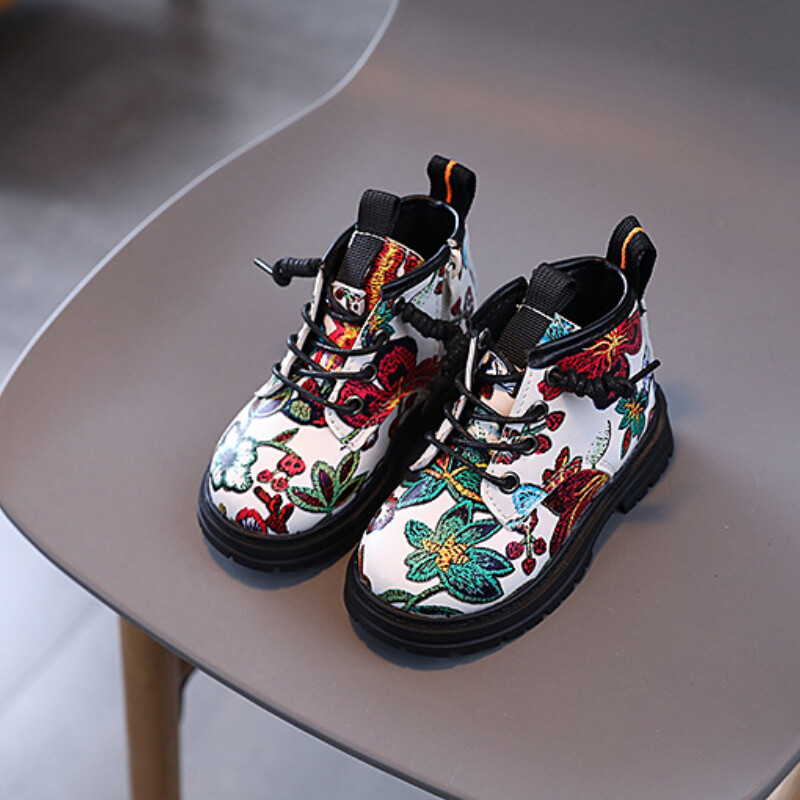 Vaikiški rudeniniai batai Retro Universalūs Mergaičių Platforminiai Aulinukai Madingi Išsiuvinėti Priežastiniai Vaikiški Trumpi Batai Apvalūs Nosis Neslystantis