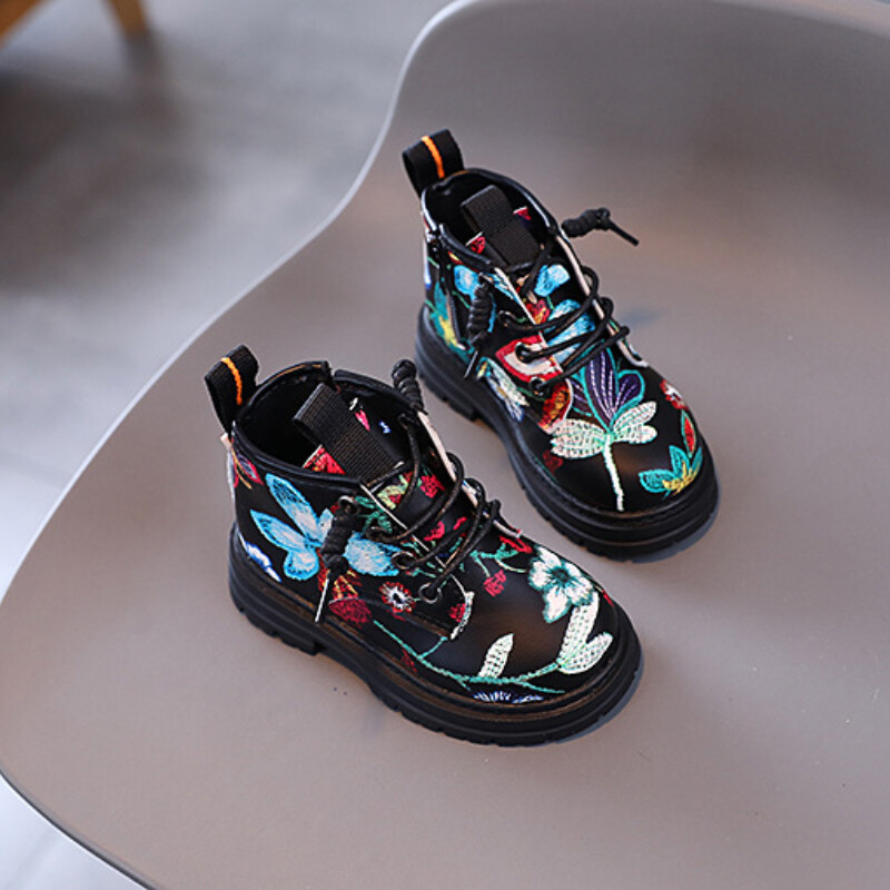 Vaikiški rudeniniai batai Retro Universalūs Mergaičių Platforminiai Aulinukai Madingi Išsiuvinėti Priežastiniai Vaikiški Trumpi Batai Apvalūs Nosis Neslystantis